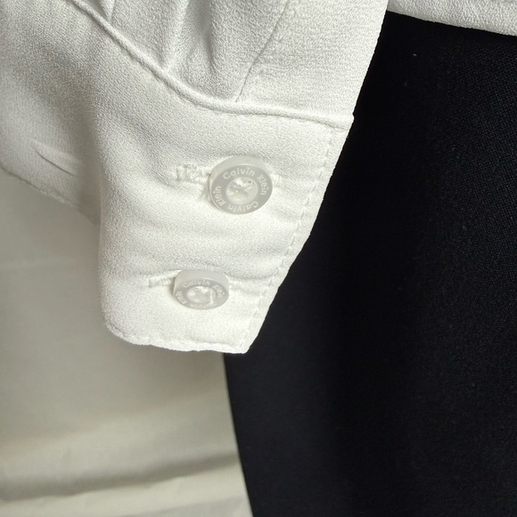 Calvin Klein White Ruffle Front Blouse - Picture 4 of 5